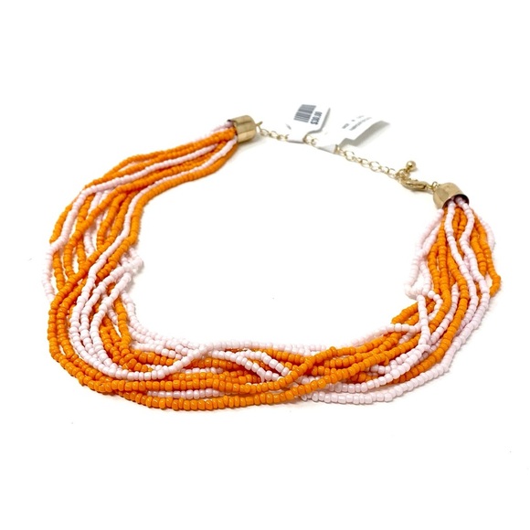 NWT Free People Santa Fe Beaded Choker Orange Pink Necklace - Picture 4 of 9